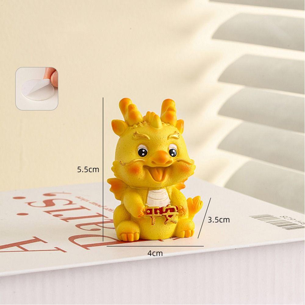 Office Desk Accessories Golden Dragon Figurine 2024 Dragon Year Mini Resin Craft Home