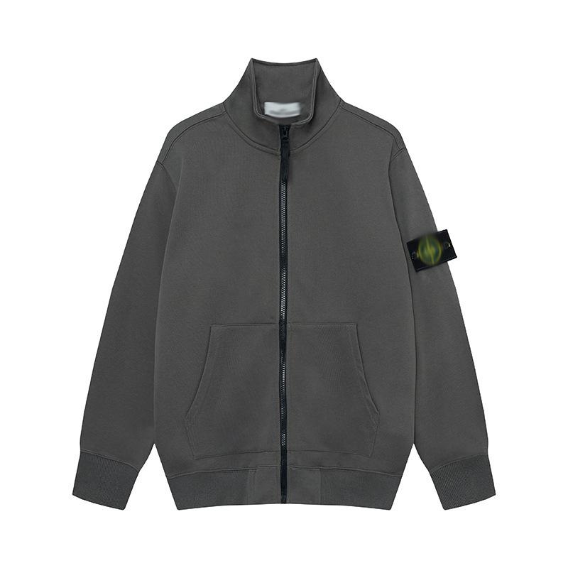 Cross Classic STEIN Stehkragen Reißverschluss Strickjacke Frottee Ärmel Abzeichen Lässige Herrenjacke