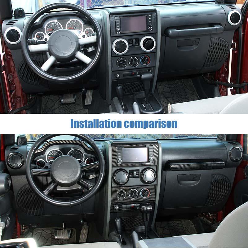 ABS interiér Kryt volantu Dekorační rámeček palubní desky pro Jeep Wrangler JK 2007-2010 Autopříslušenství