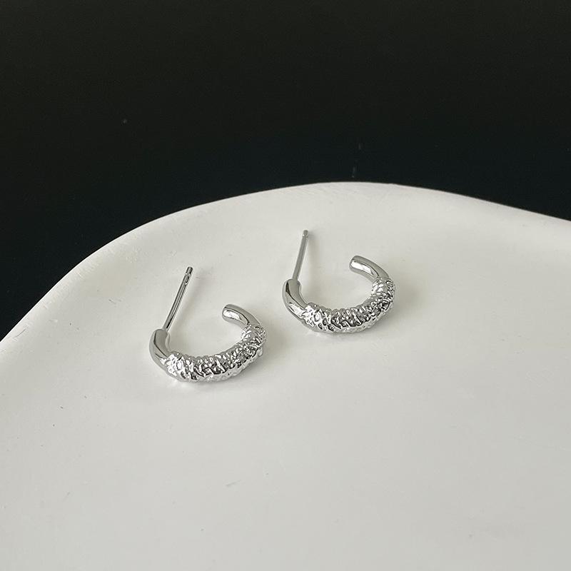 Silber Gebrochenes Silber C-Form Ohrringe, Liebe Ohne Gepiercte Ohren, Nischen Design Ohrringe, Kaltes Wind Temperament