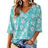 Women's Floral Print V-Neck Blouse Lightweight for Spring and Summer