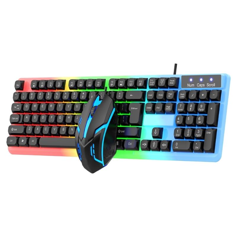 Kabelgebundenes Gaming-Tastatur- und Maus-Set LED-beleuchtete mechanische Tastatur 104 Tasten Maus Tastatur PC Gamer Zubehör