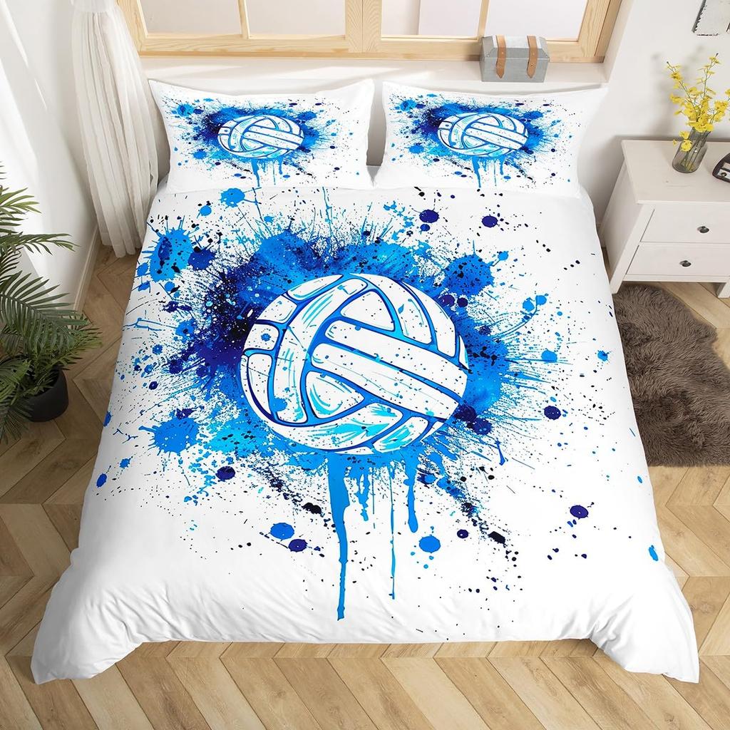 Volleyball Sport Bedding Set Sports Theme Duvet Cover King Queen Watercolor Volleyball Comforter Cover Ball Game Quilt Cover