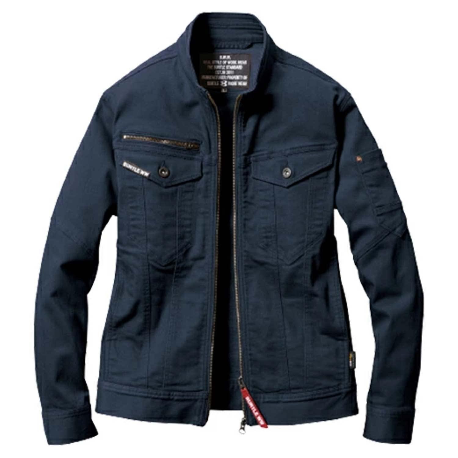 BURTLE 5001 Cordura Stretch Denim Work Jacket Unisex Workwear Navy L JP FS