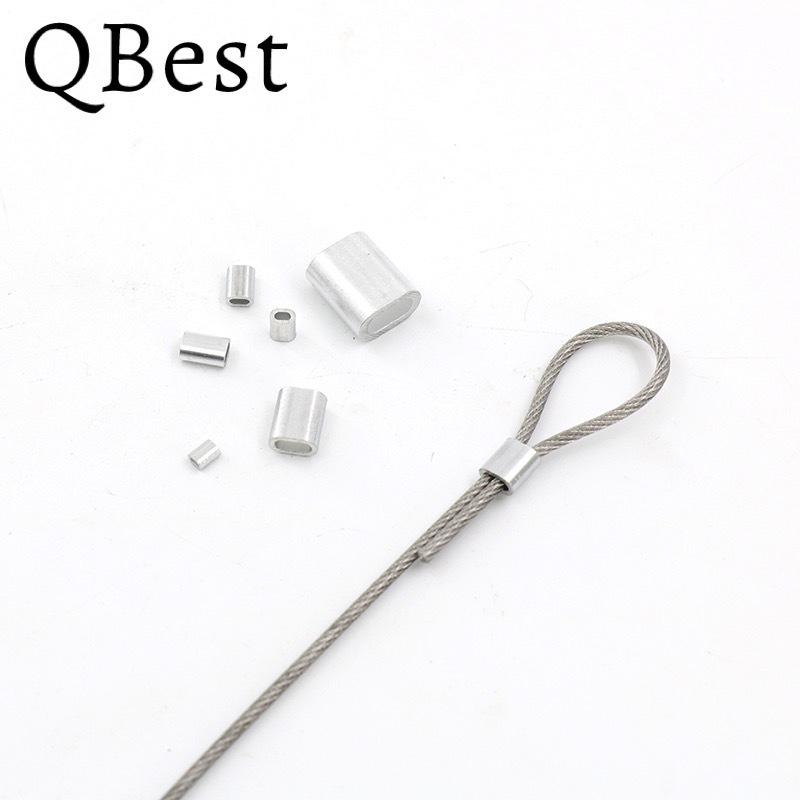 1000pcs M0.8 M1.2 M1.5 M2 Aluminum Single casing wire rope ferrule cable ties Aluminum Crimping Sleeve Oval Clip Wire Rope Clamp