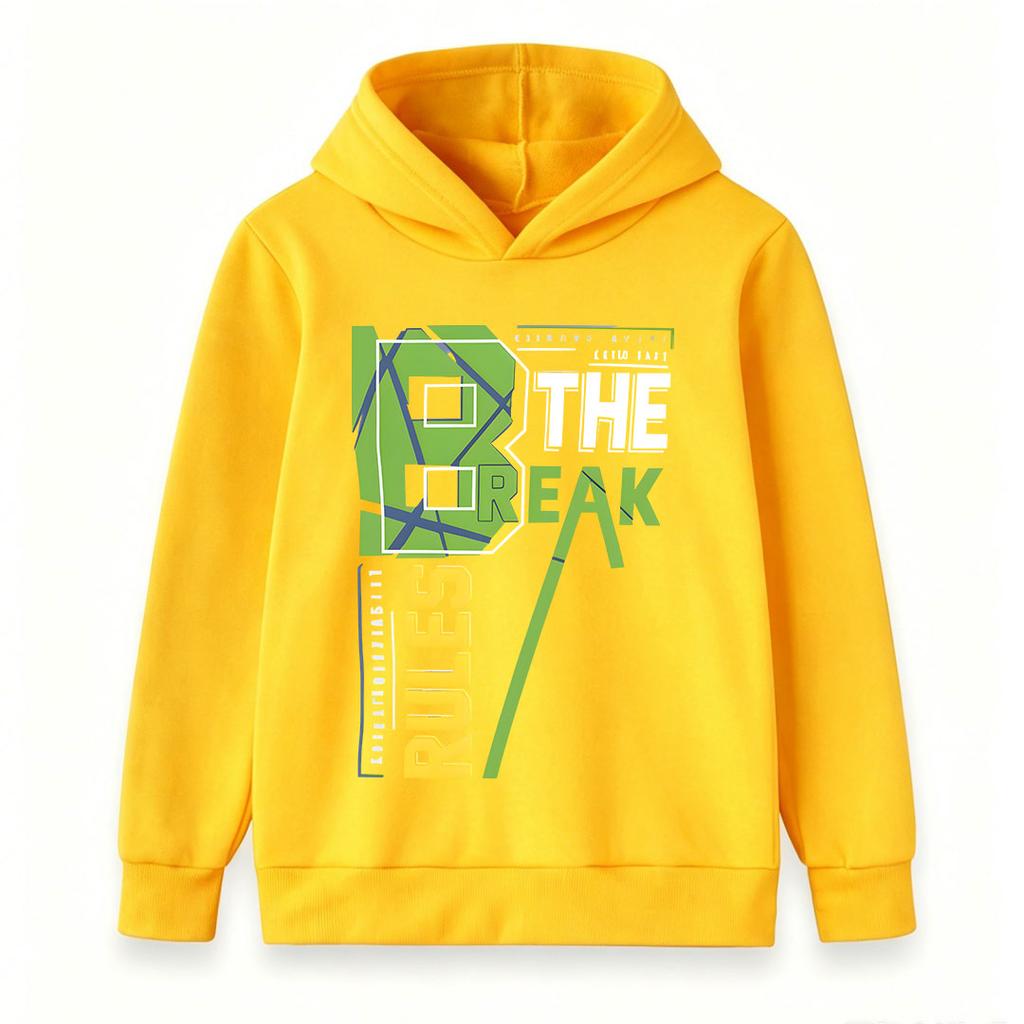 Kids Boys Girls Pullover Hoodie, Casual Break The Rules Graphic Long Sleeve Hooded Sweatshirt, Comfortable Soft Streetwear Top for Daily Wear 2-12 Yea