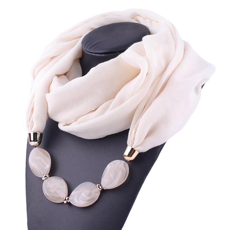 Solid Color Jewelry Statement Necklace Pendant Scarf Women Bohemia Neckerchief Foulard Femme Accessories Hijab