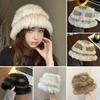 Women Fisherman Hat Imitation Rabbit Fur Decor Autumn Winter Windproof Warm Dome Soft Knitting Basin Hat