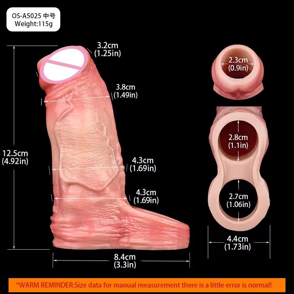 FAAK Realistic Penis Sleeve Size S M L XL Silicone Open-ended Dick Sheath Ring Realistic Hollow Dildo Sex Toy Cock Enlargement