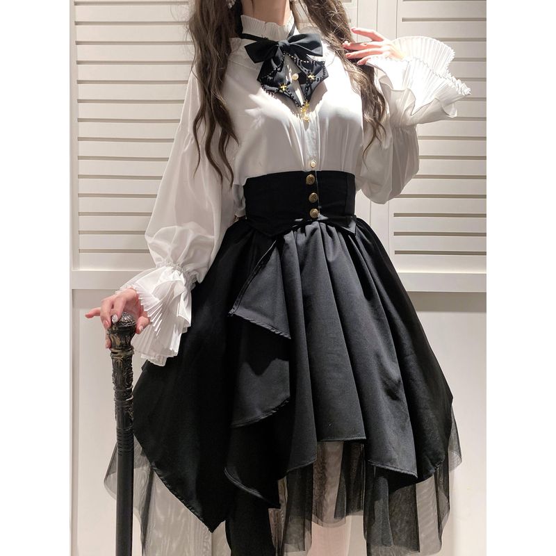 Осеннее японское готическое ретро платье-принцесса Лолита Shirt + Bow Tie 2XL