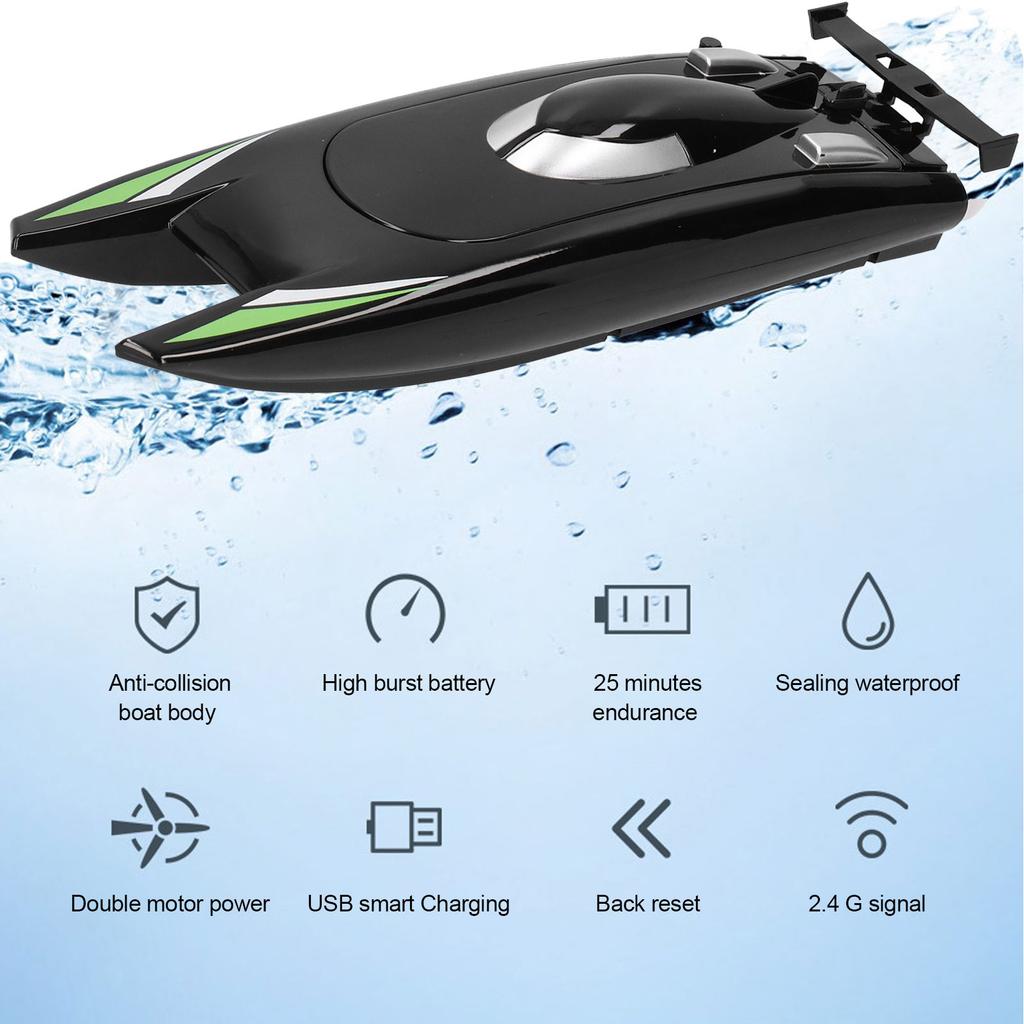 2.4G RC Boat 30KMCelsiusH High Speed Racing Boat Dual Motor Remote Control Boat for Kids