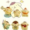 Charming Yellow Pudding Dog Pvc Figurine Set Perfect For Desk Decoration