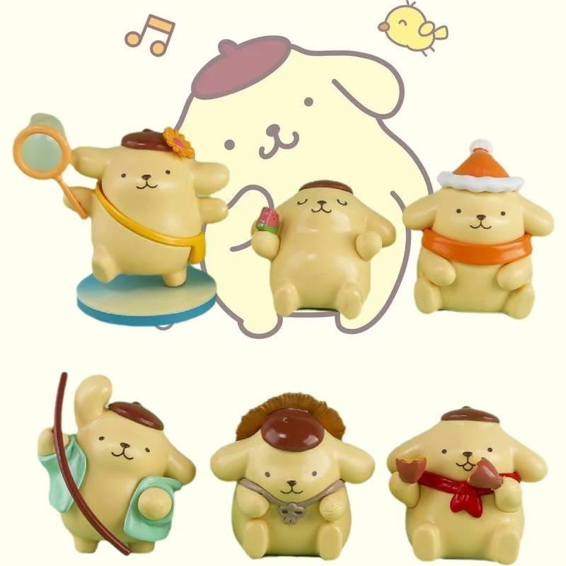 Charming Yellow Pudding Dog Pvc Figurine Set Perfect For Desk Decoration