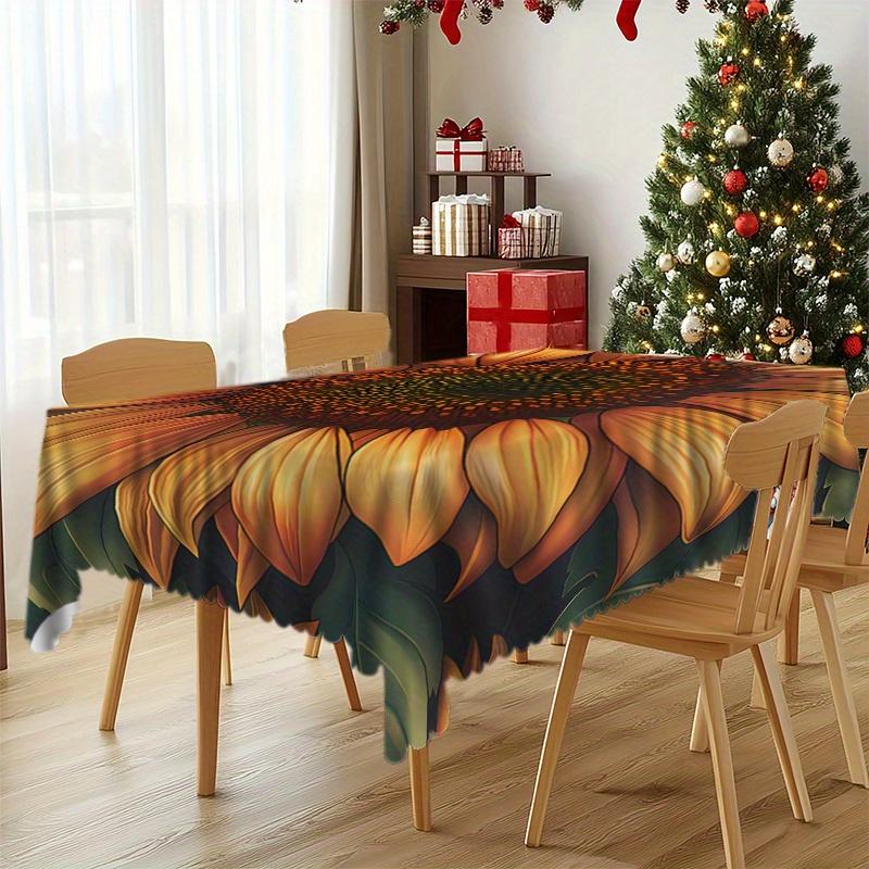 Vibrant Sunflower Pattern Tablecloth - Easy-Clean PolyestPicnic Accessorieser, Perfect for Picnics, Camping, Weddings, Parties, Christmas