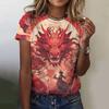 Chinese Loong 3D Digital Printing Women's Fashion Round Neck Short Sleeve T-shirt