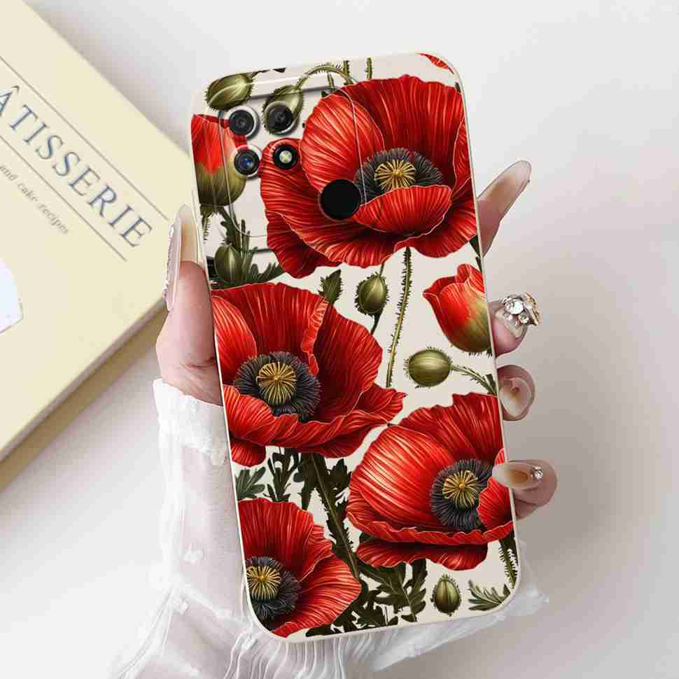 For Realme Narzo 50A Case RMX3430 Colorful Flowers Soft Silicone Cover For Oppo Realme Narzo50a 6.51" Fashion Protective Shell