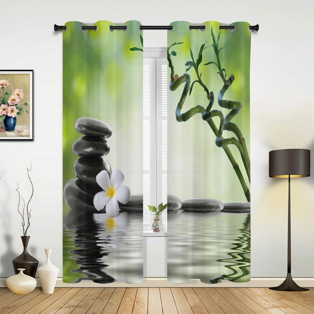 Flower Stone Pink Orchid Reflection White Curtains for Bedroom Living Room Drapes Kitchen Children Window Curtain Home Decor