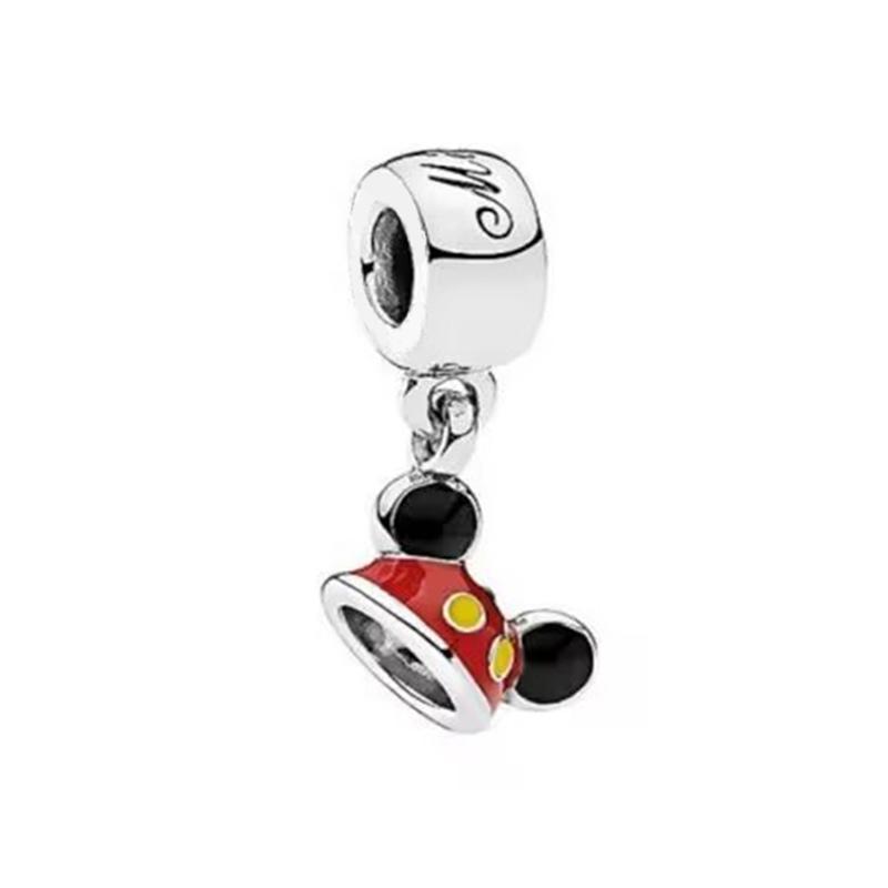 Disney Mickey Minnie Friends Dangle Charm Beads European Silver Bracelet Necklace DIY Jewelry Gift for Kids