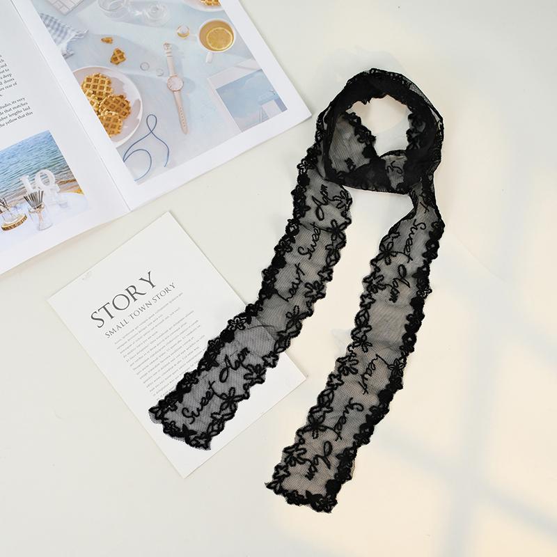 

Narrow Long Scarf Ribbon Headbands Choker Floral Lace Scarf For Women Girls Versatile Embroidered Scarf Elegant Hair Tie
