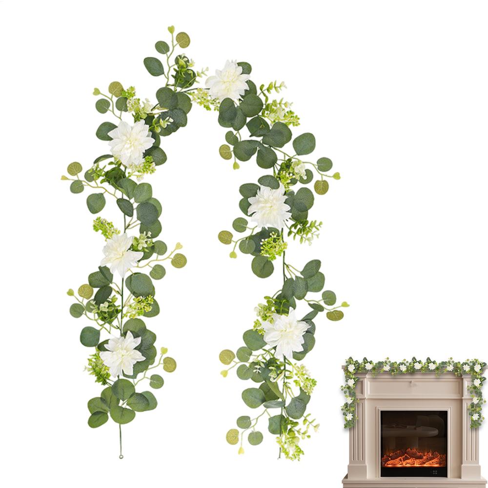 Eucalyptus Garland With Flowers For Table Wedding Wreath 6FT Artificial Eucalyptus Garland Floral Greenery Garland For Table