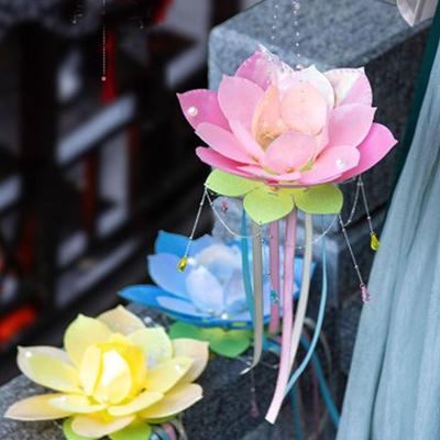 Handheld Lotus Flower Lanterns Blossom DIY Material Bag DIY MidAutumn Festival Lantern Glowing Rabbit Rabbit Lotus Lantern