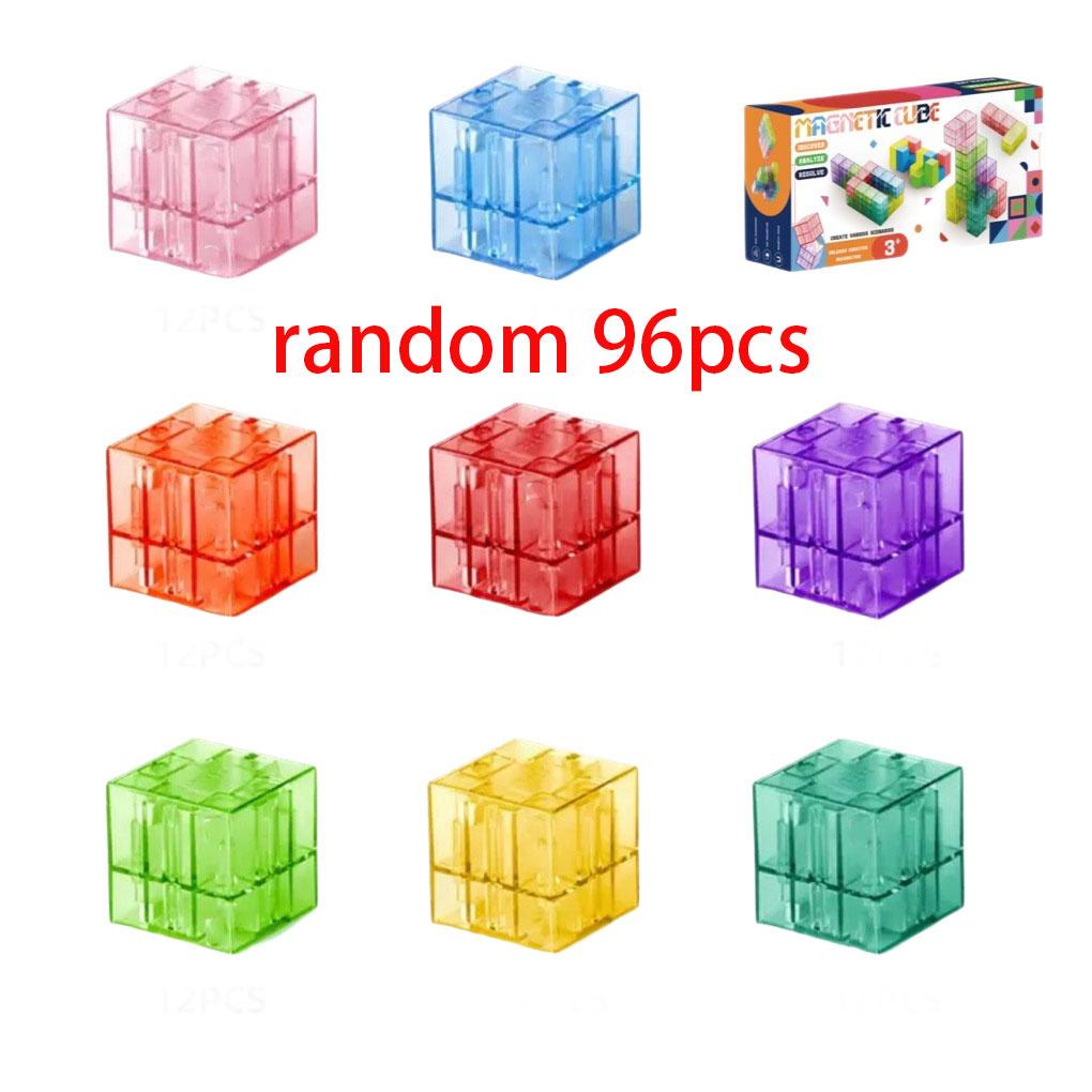 New Transparent Magnetic Blocks-Build Random Splicing Model, Parent-Child Interaction Sensory Construction Toys Christmas Gifts