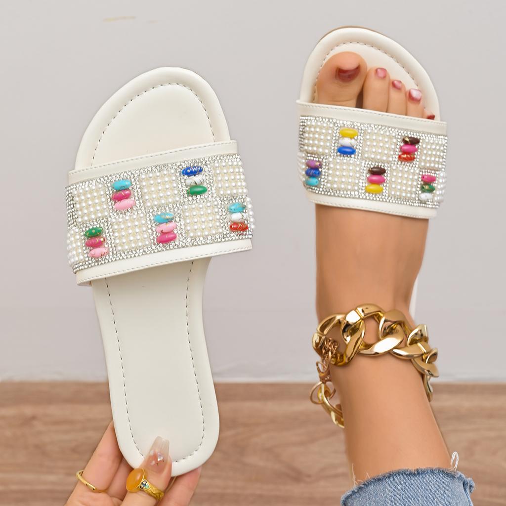 Fashion Women Slippers Summer Fashion Beach Shoes Casual Home Slippers Lightweight  Anti-slip Sexy Square Toe Flat Sandals Slides Women