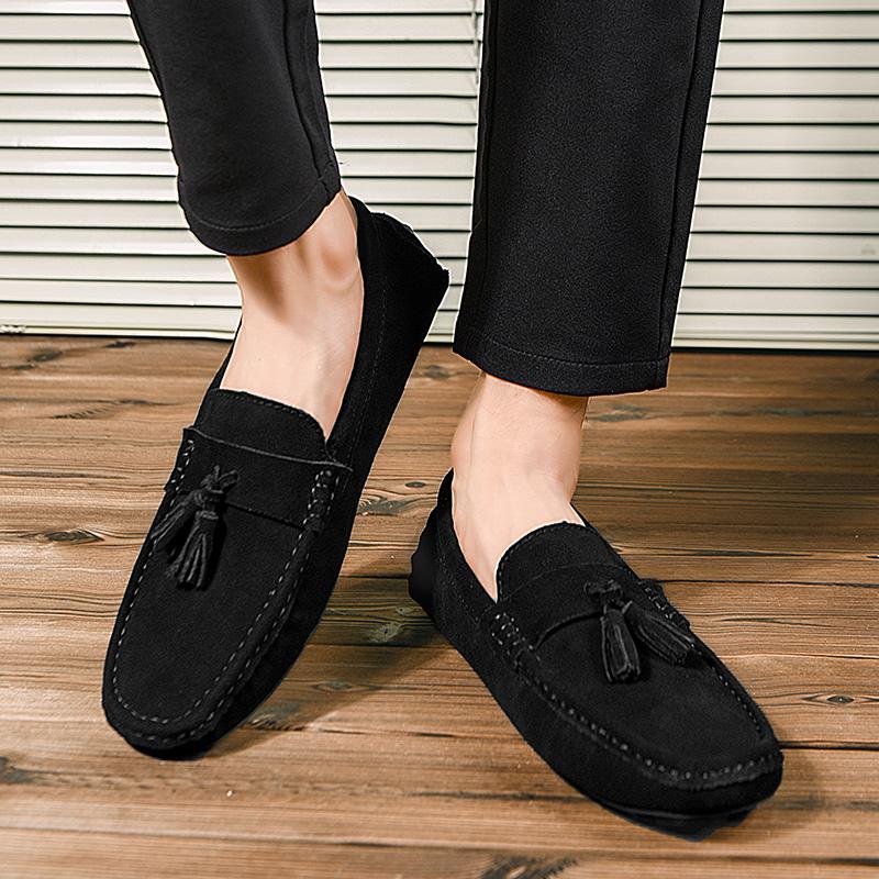 2025 Suede Leather Shoes Loafers Men Flats Slip On Male Driving Mocassim Masculino Men Casual Shoes Fashion Dress Footwear