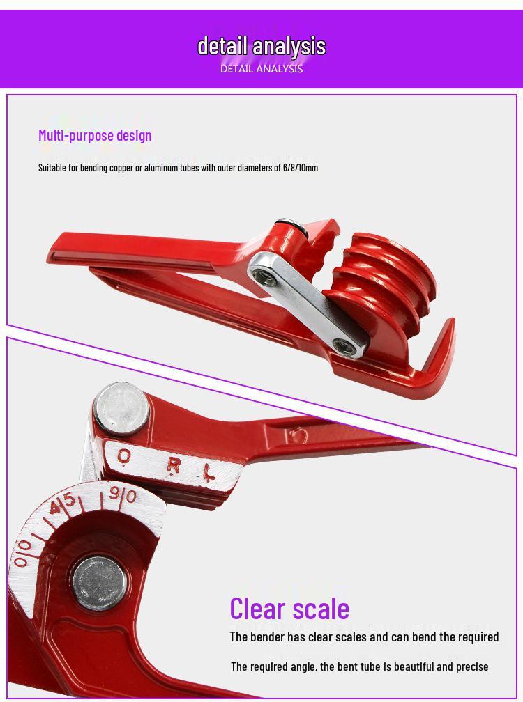 3-in-1 Manual Pipe Bender for 6mm, 8mm, 10mm Copper and AC Pipes