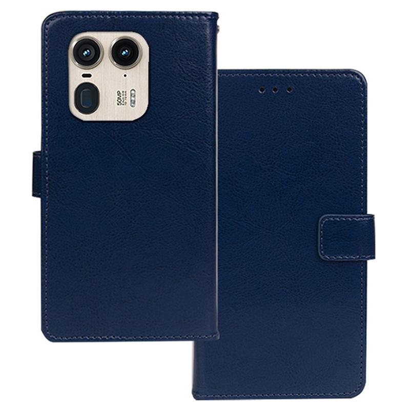 

For Motorola Edge 50 Ultra 5G/Moto X50 Ultra 5G Case Crazy Horse Texture Flip Leather Phone Cover Blue