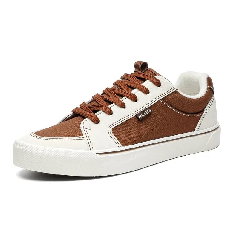 Men's Sneakers Comfortable Anti Slip Canvas Shoes New Korean Sports Shoes Fashion Lace Up Skateboarding Shoes 2025
