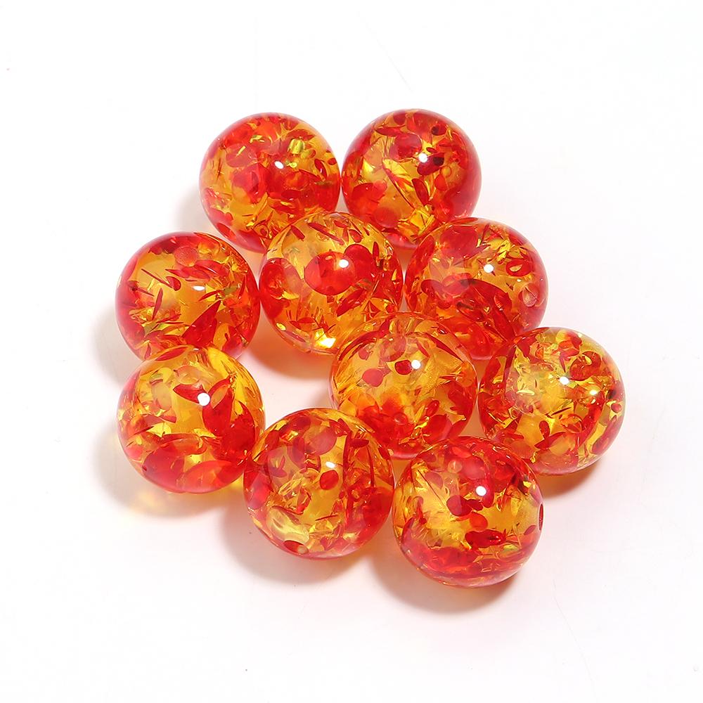 5-30pcs Imitation Amber Beads Round Loose Spaced Acrylic Beads For DIY Crafts Charms Bracelet Necklace Accessory 8/10/12/16/20mm