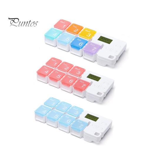 Smart Pill Dispenser Box 7 Grids Sealed Detachable Large Capacity Backlight Timing Reminder Portable Electronic Days Storage Organizer for Trip