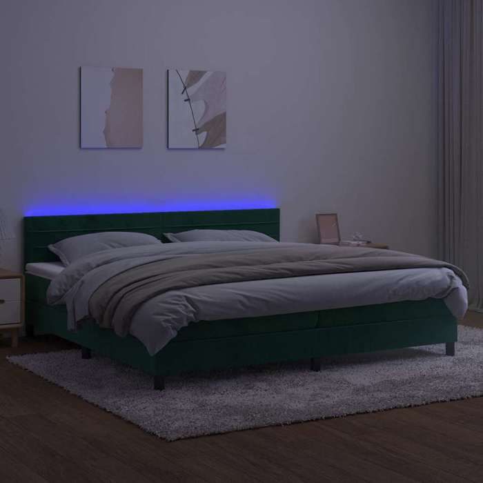 Maison Exclusive - Sommier à lattes de lit avec matelas LED Vert foncé 200x200 cm