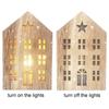 Rustic Style Wooden House Lantern Christmas House Shape Lamp Tabletop Centerpiece Ornament For Christmas New Year Decoration