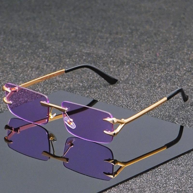 Men's and Women's Casual Square Frameless Metal Fashion Glasses for Casual Activities Lightweight Decorative Accessories