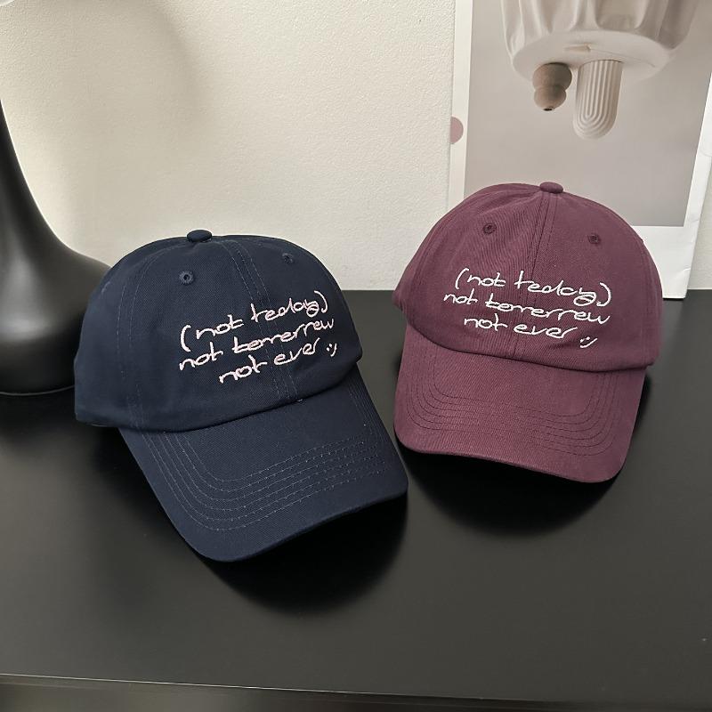 Letter Embroidery Purple Cap Summer New Women's Big Head Circumference Sunshade Sun Protection Versatile Baseball Cap