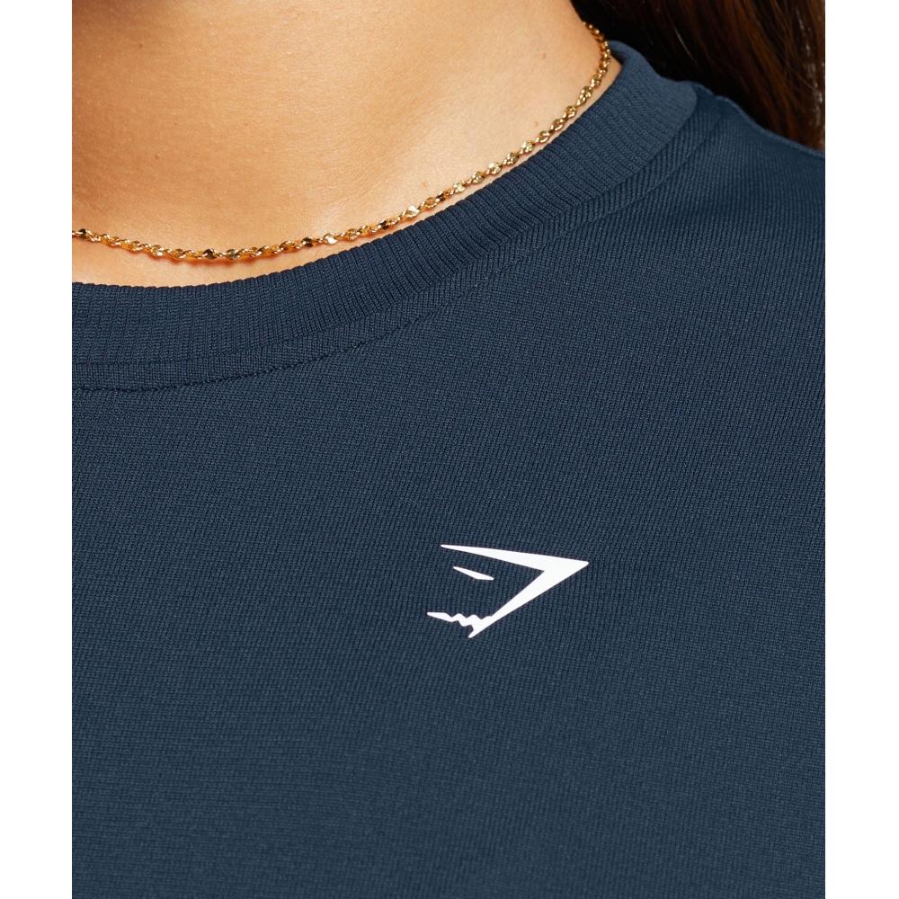 Gymshark Nahtloses Langarm-Top für jeden Tag, Marineblau B8a4q Ub9p