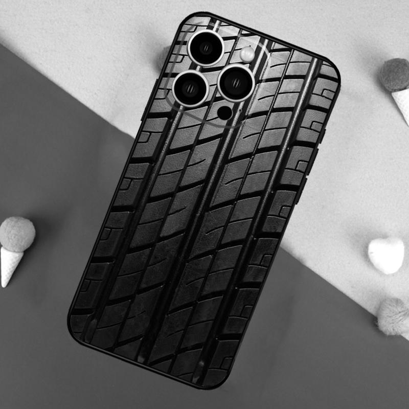 Black Tyre Tread Texture Case For iPhone 15 16 Pro Max 11 12 13 Mini 14 15 Pro Max 15 Plus XR 16e Phone Back Cover