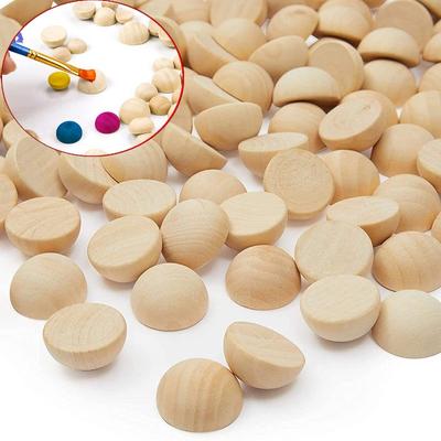 Průměr 12-25MM Poloviční dřevěné korálky Nedokončené Přírodní půlkulaté dřevěné kuličky Korálky pro svépomocné malování Dřevoobráběcí vánoční dekorace