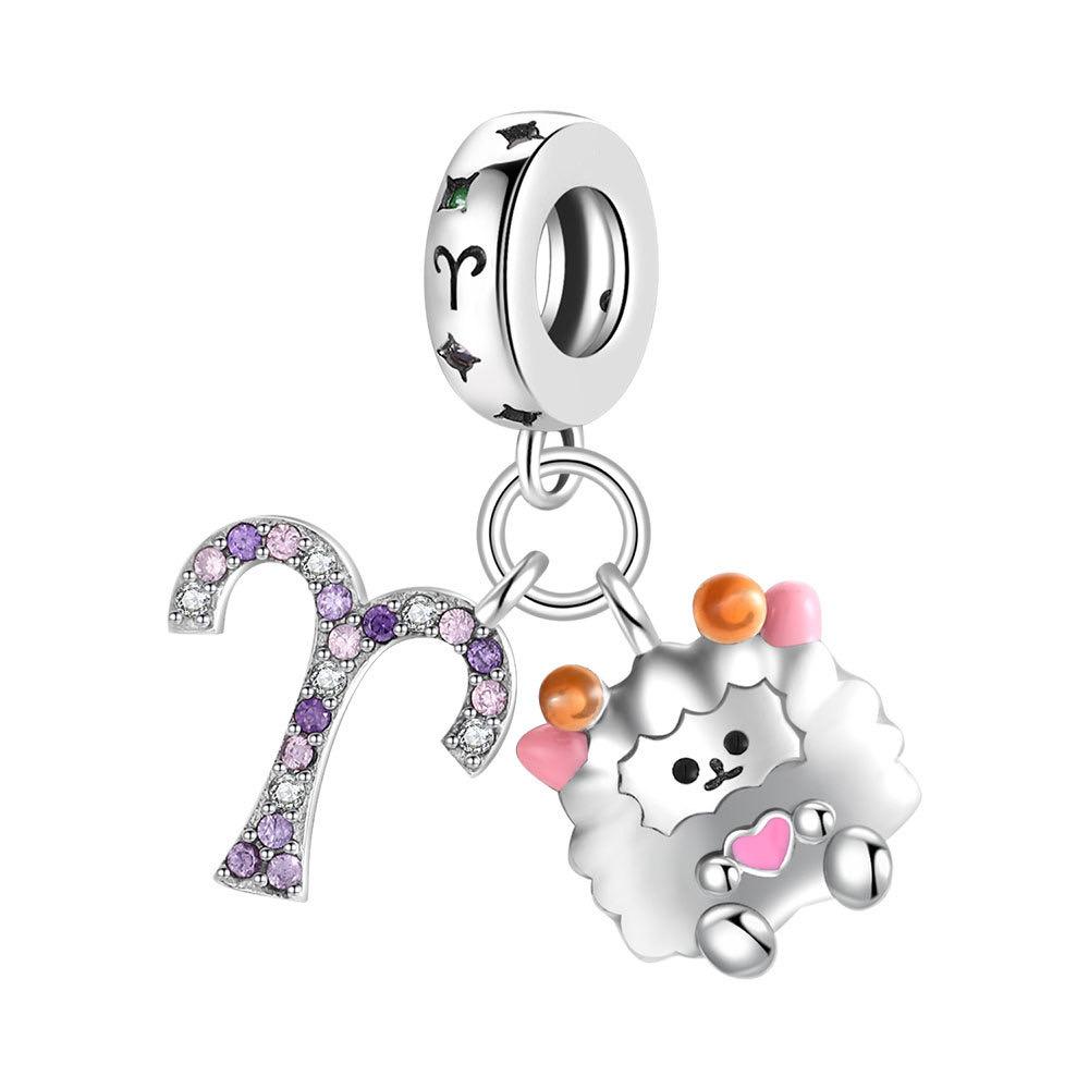 New Copper Charm Cartoon Series Of Twelve Zodiac Signs Diy Fine Bead Fit Original Pendant Charms Bracelet For Women