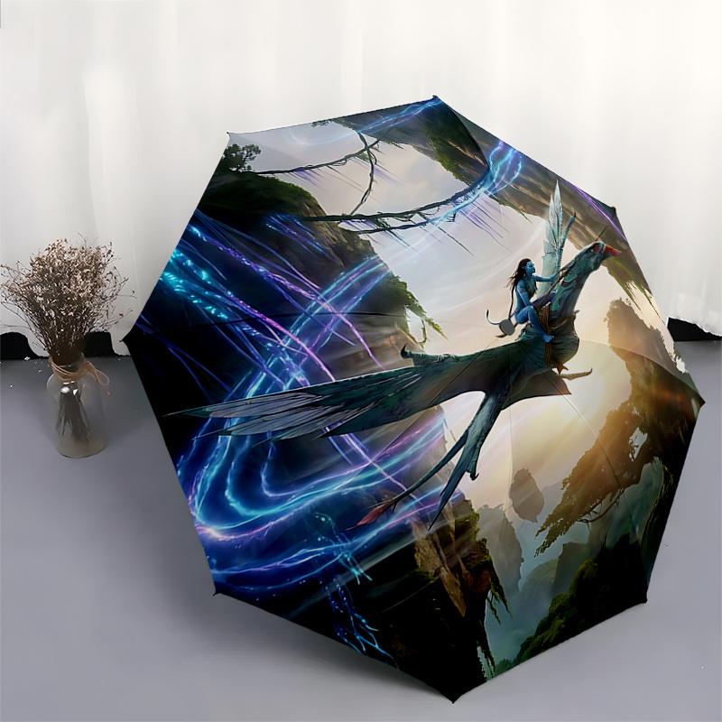 Avatar Inspired Fantasy Wings:Automatic Opening/Closing Umbrella with Foldable Design,8 Bone Iron Frame,Outdoor Rain Protection for Fans