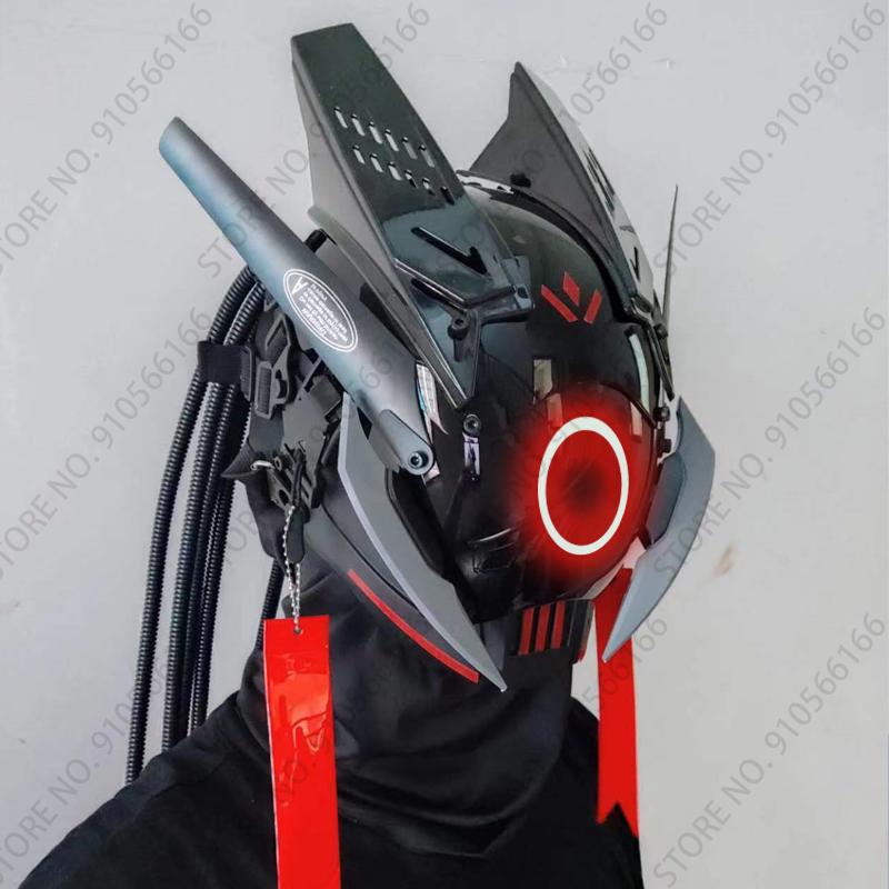 Cyberpunk App Mask Light Up Rolling Subtitles Screen Mask Cos Mech Technology Sense Mobile Phone Control Helmet Role Play