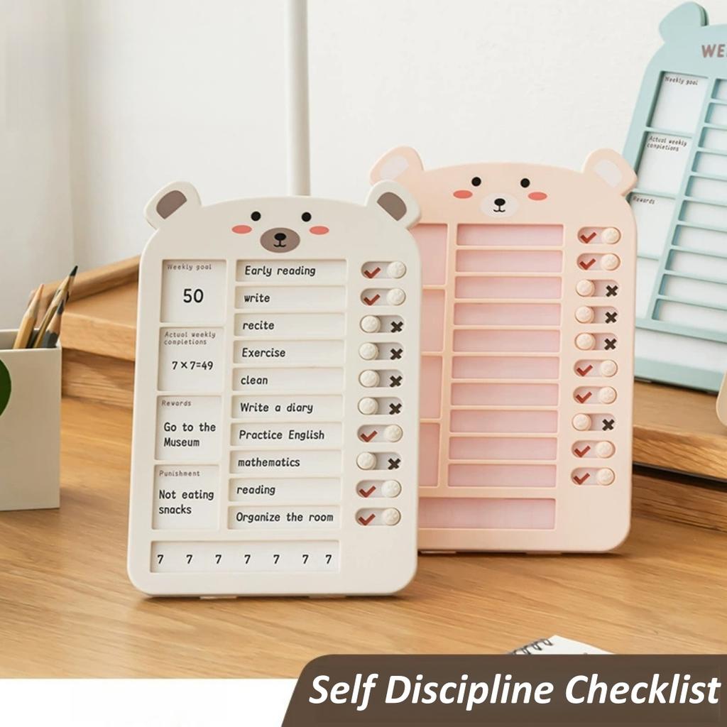 English Self Discipline Punch Check-in Desktop Calendar Ornament Weekly Goal Task Planning Daily Schedule Planner Sign-in Card
