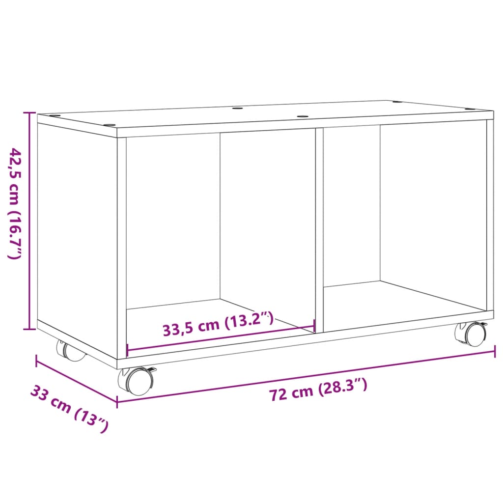 Mobile Grey Sonoma Cabinet 72 x 33 x 42.5 cm Particleboard