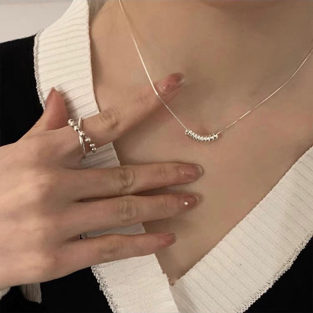 Su Chuang Leichter Luxus S925 Silberperlen Choker Halskette - Minimalistisches Design für Damen