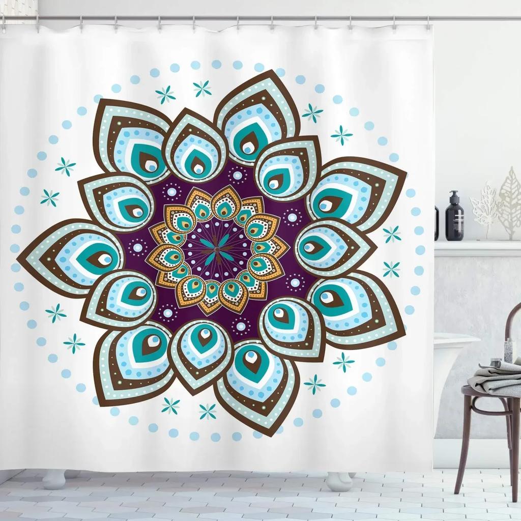 Lotus Shower Curtain BlackWhite Flower Magic Elegant Floral On Black Background Modern Simple Unique Art Women Bathroom Curtain