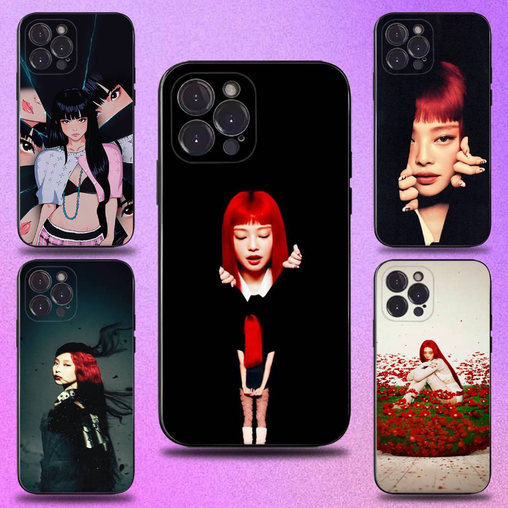 Custodia per Telefono Kpop Ruby J-Jennie Kim Per iPhone 16,15,14,13,12,11 Plus,Pro Max,XS,X,XR,SE,Mini,8,7,Cover Nera in Morbido Silicone