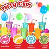 Neon Sipper Cups Reusable Spill-Proof Drinking Cups With Lids And Straws For Birthday Party Travel Xmas Juice Mug Water Bottle
