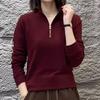 Spring and Autumn Women's Stand Collar Plus Size Fleece Base Shirt  Warm Solid Color Pullover Long Sleeve T-Shirt Outwear